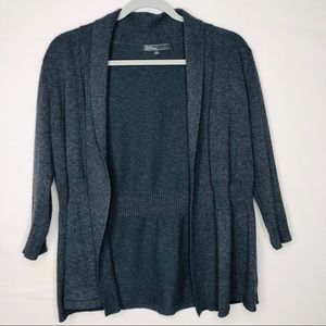 89th & Madison Gray Cardigan 3/4 Sleeve Size L